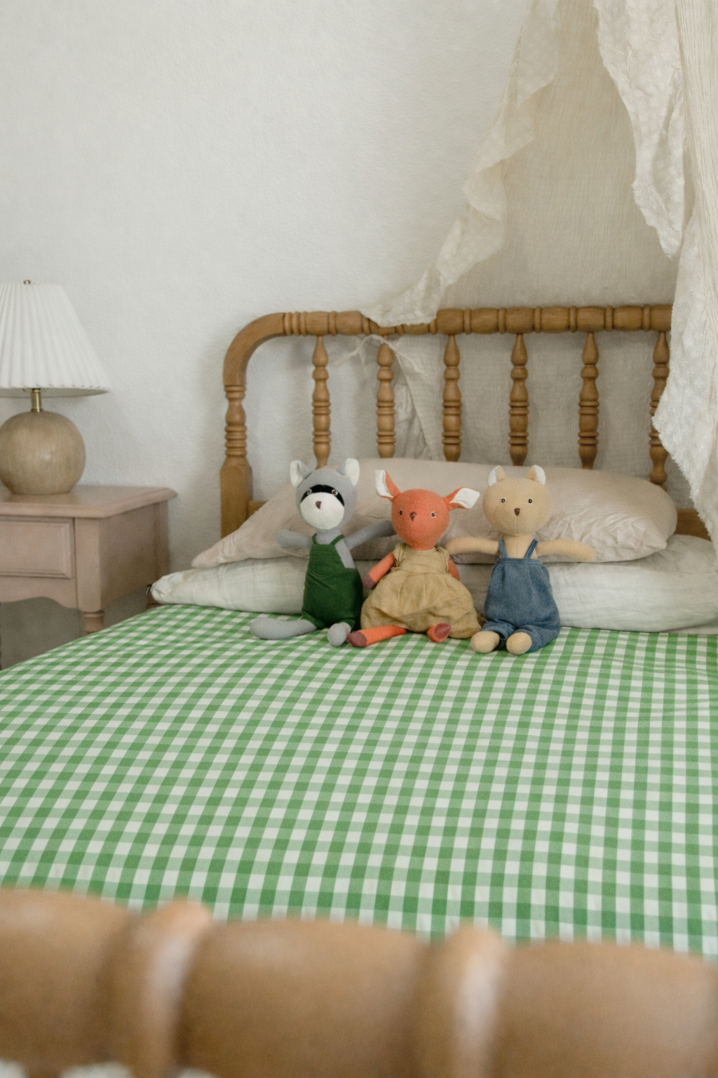Green Gingham Crib Quilted Blanket
