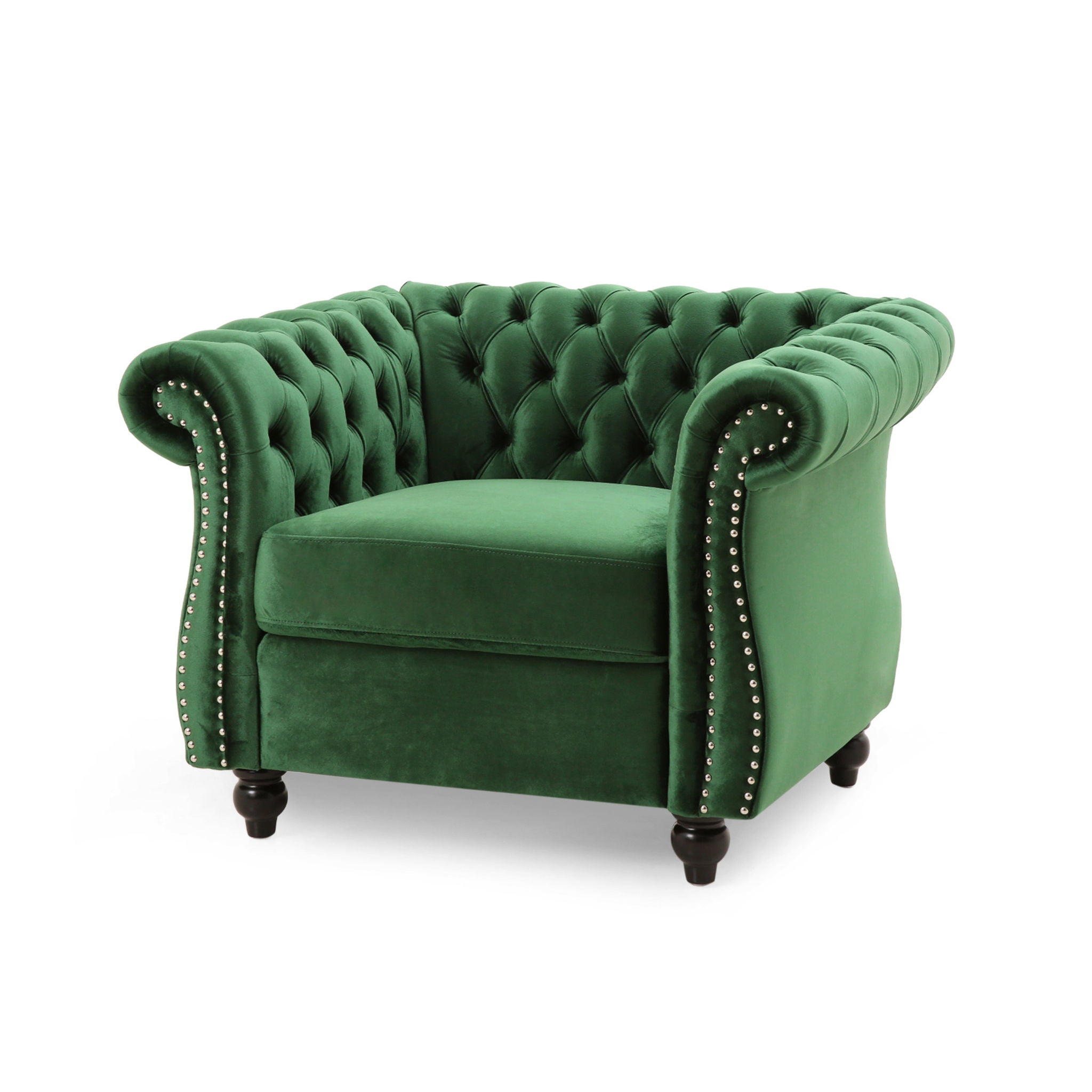 Nexuson Upholstered Chesterfield Chair With Deep Tufted And Nailhead Trim