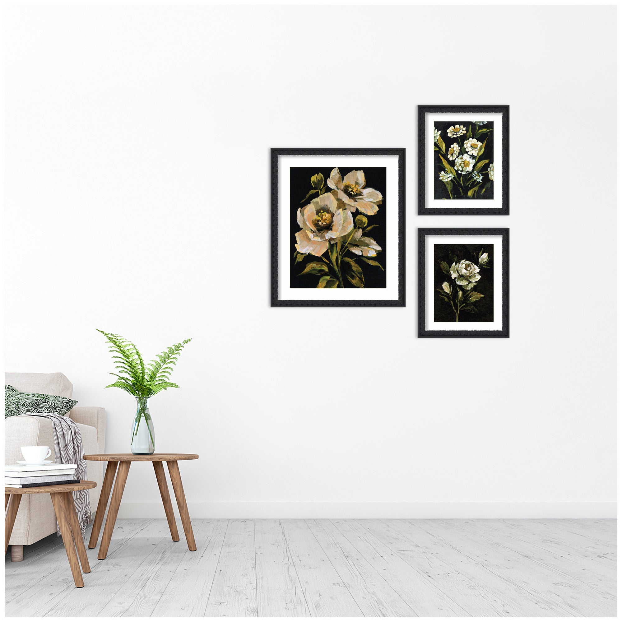 Moody Whites Floral No. 3 3 Piece Framed Wall Art Print Set by Annie Quigley