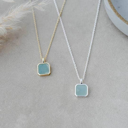 Florence Square Necklace-Amazonite