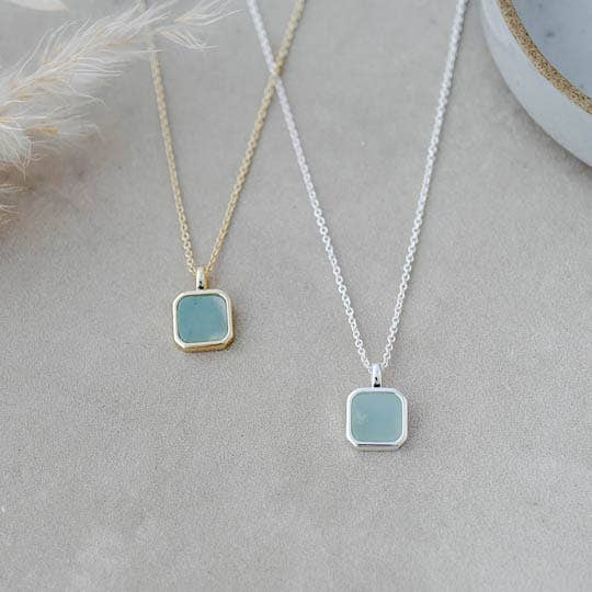 Florence Square Necklace-Amazonite