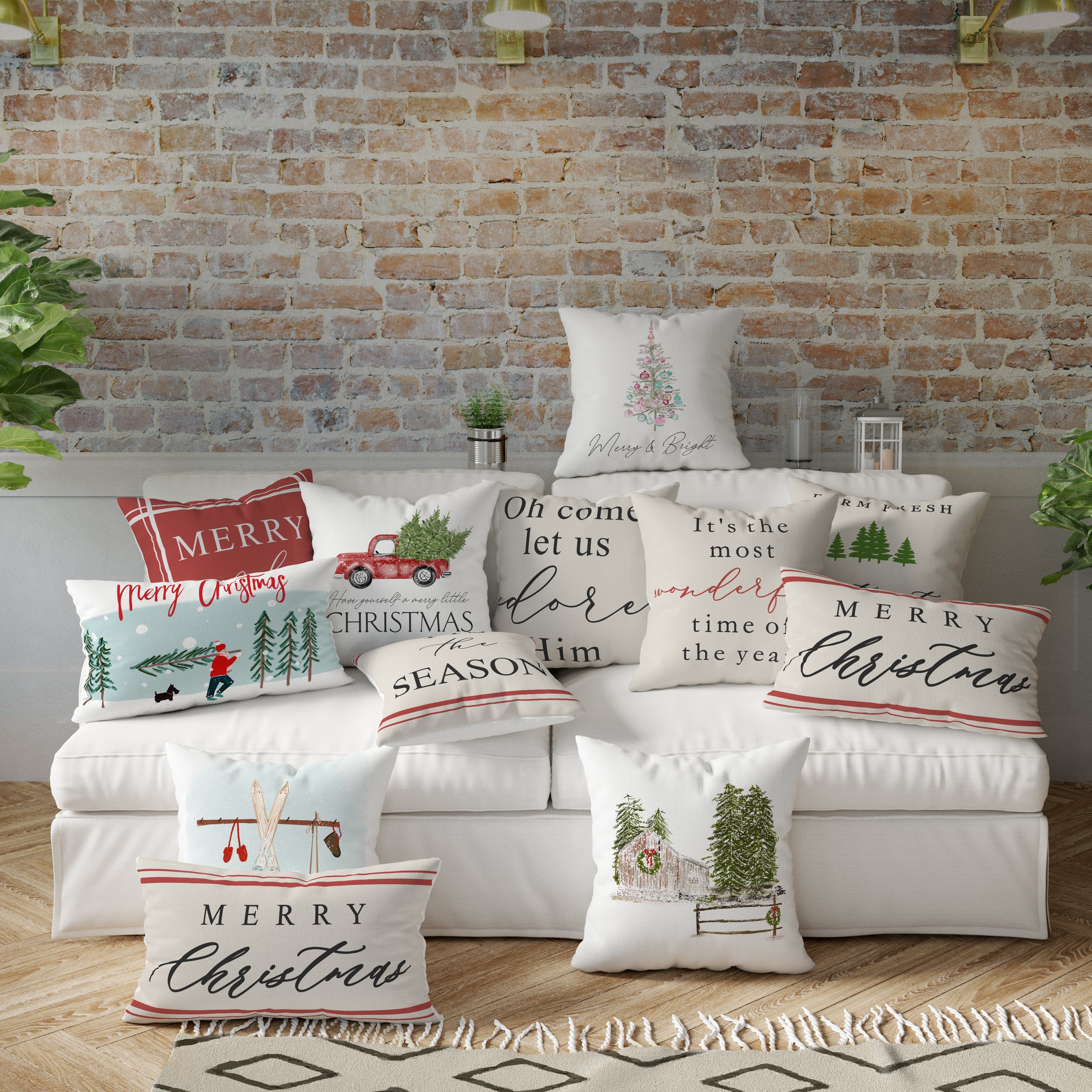 Barn with Wreath and Trees Pillow Cover #18