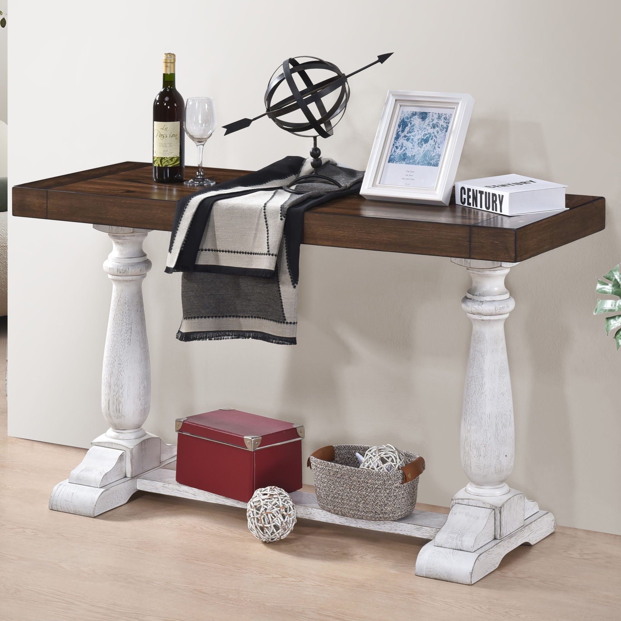 Farmhouse Retro Design Pedestal Sofa Tabe