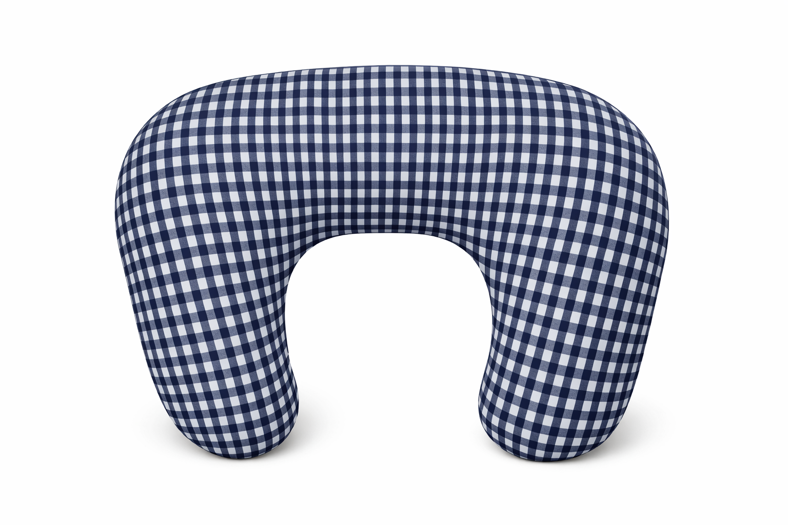 Navy Blue Gingham Ruffle Nursing Pillow Cover