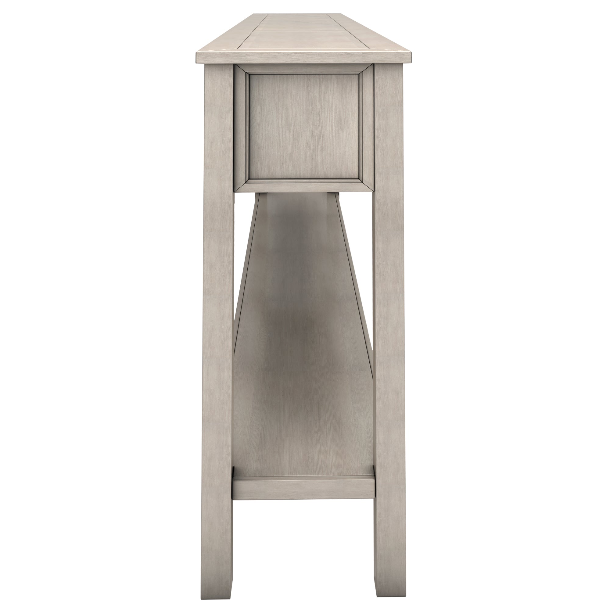 TREXM Rustic Entryway Console Table60" Long Sofa Table with two Different Size Drawers and Bottom Shelf for Storage (Gray Wash)