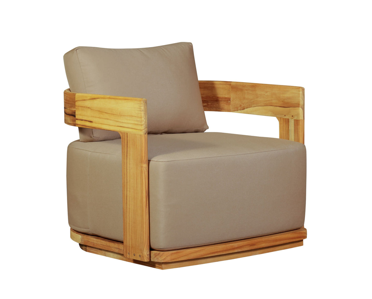 Eclipse Outdoor solid Teak Wood Sofa Set - light brown fabric