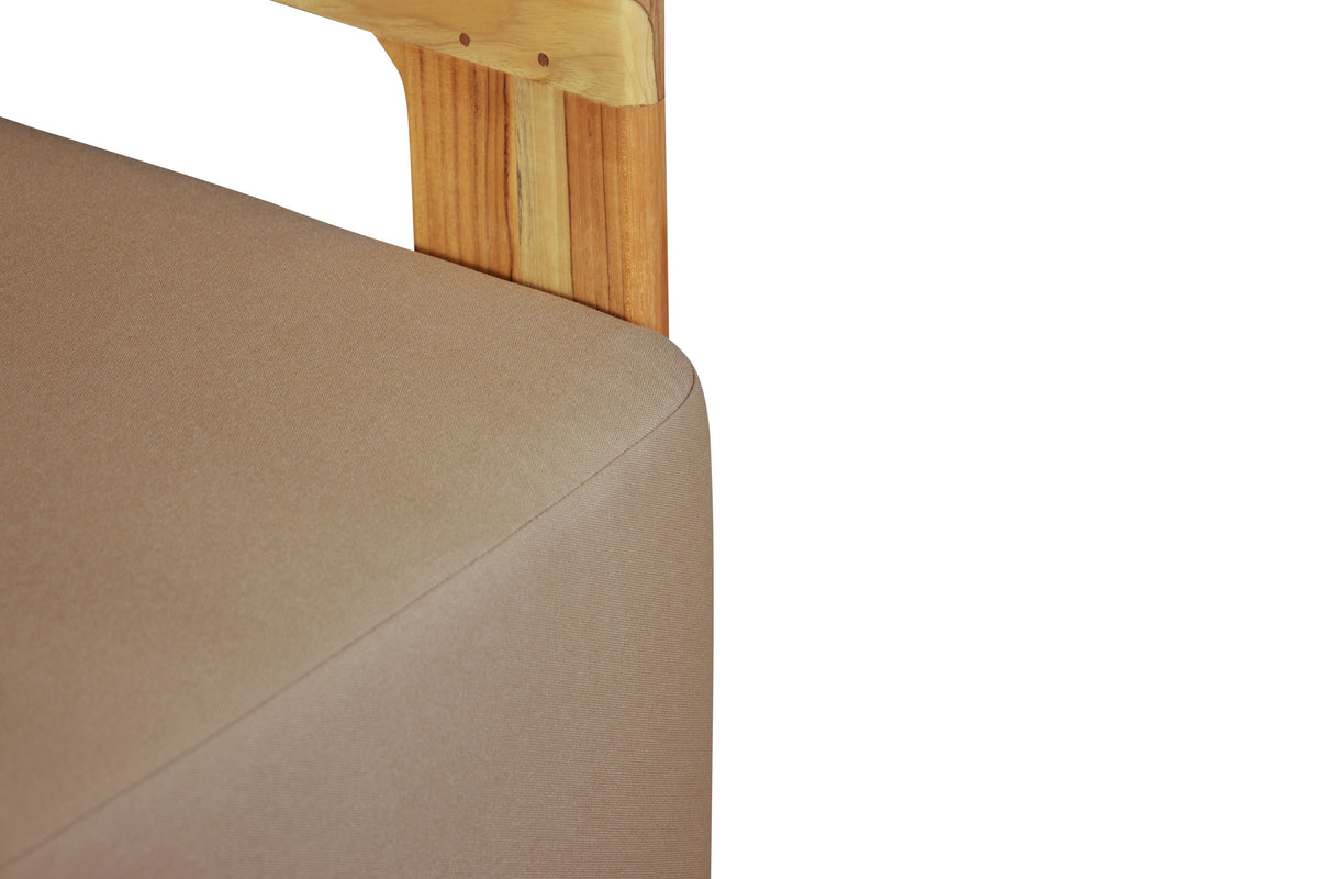 Eclipse Outdoor solid Teak Wood Sofa Set - light brown fabric