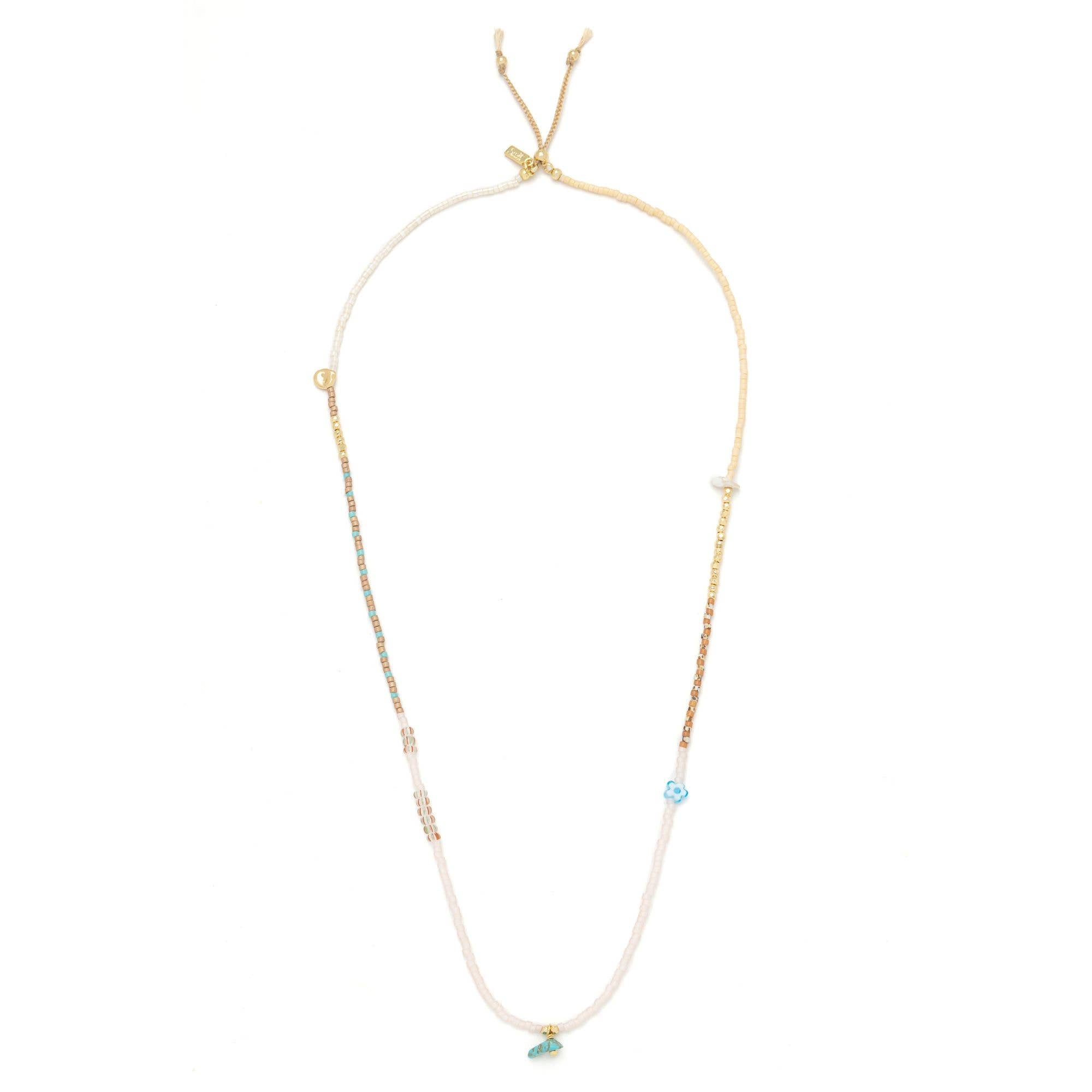 Mixed Media Wrap Bracelet/Necklace - Tranquility/Turquoise/G