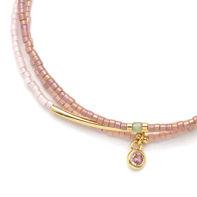 Tonal Chromacolor Miyuki Bracelet Trio - Blush/Gold