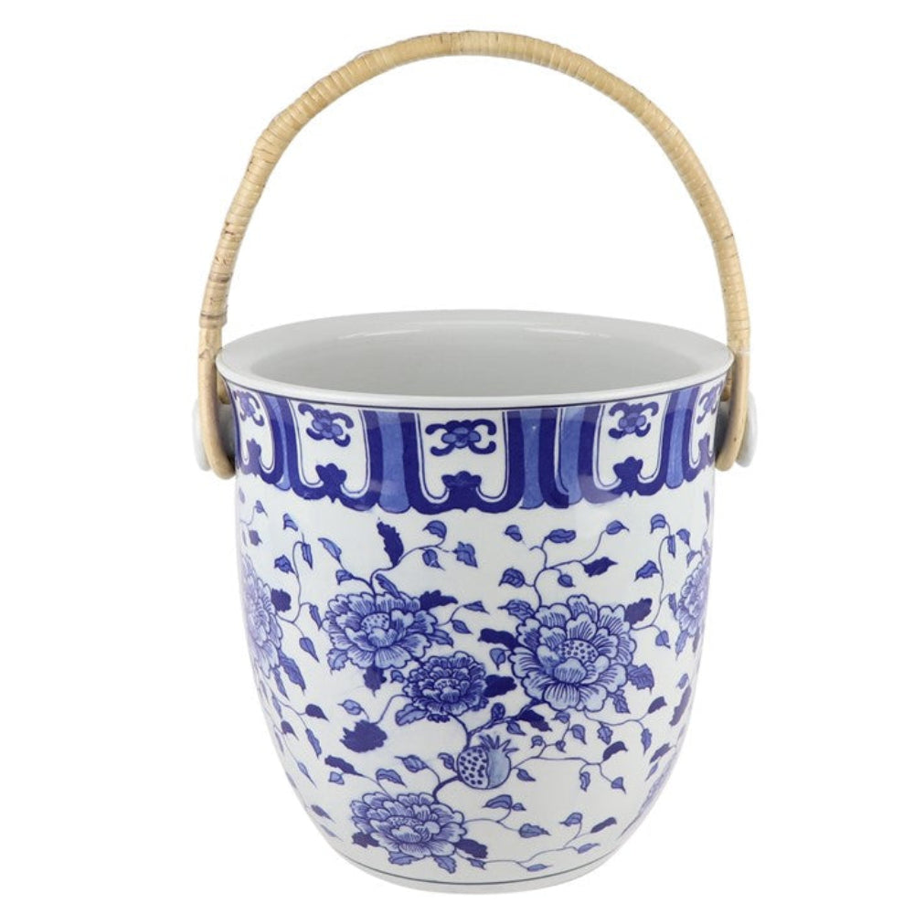Blue & White Peony Blossom Ice Bucket
