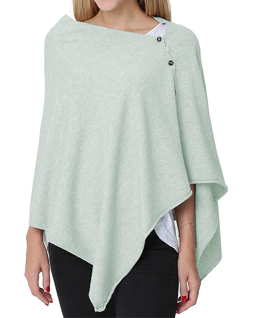stylesilove Multi-Use Knit Nursing Shawl Poncho Adjustable Buttons for Breastfeeding Protection Nursing Cover Infinity Scarf