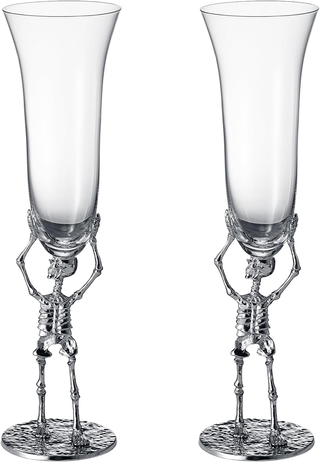 Stemmed Skeleton Champagne Flute Glass Set Of 2 7 5OZ Halloween Skeleton Glasses 10 H Goth Gifts Ske
