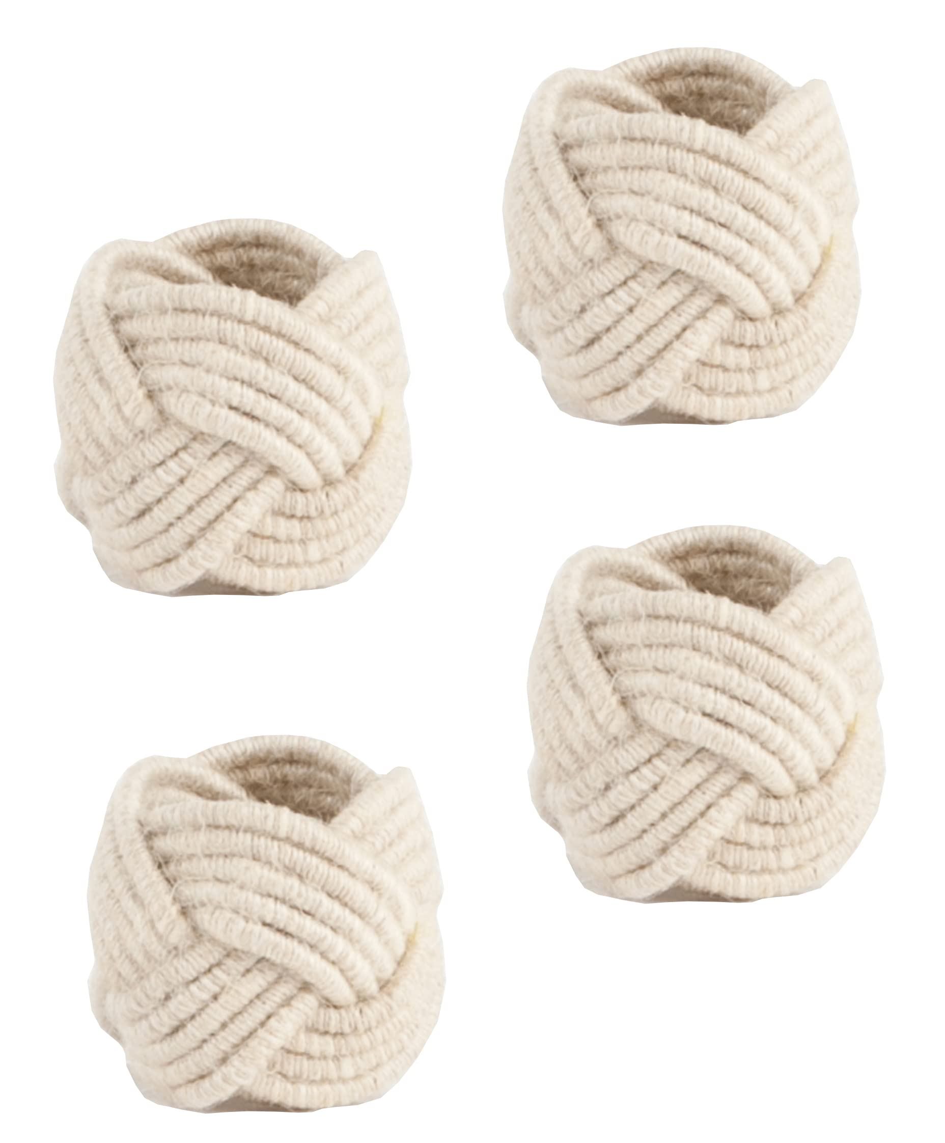 Fennco Styles Classic Braided Jute Napkin Rings, Set of 4 - Ivory Burlap Napkin Holders for Dining Table, Home, Banquets, Holidays, Family Gatherings and Special Events
