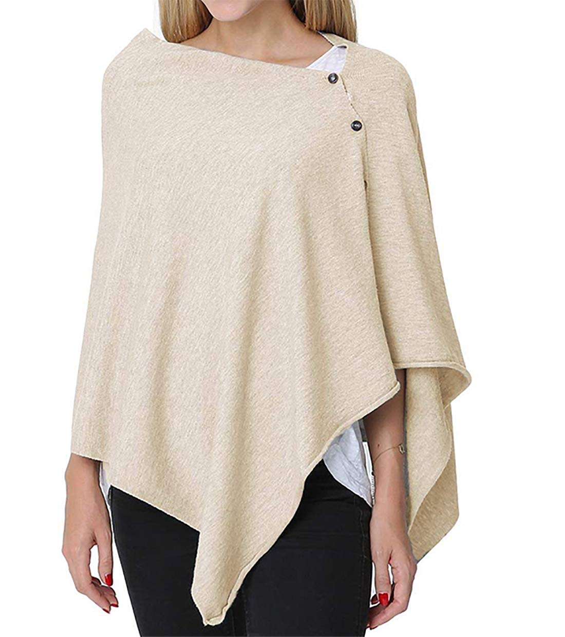 stylesilove Multi-Use Knit Nursing Shawl Poncho Adjustable Buttons for Breastfeeding Protection Nursing Cover Infinity Scarf