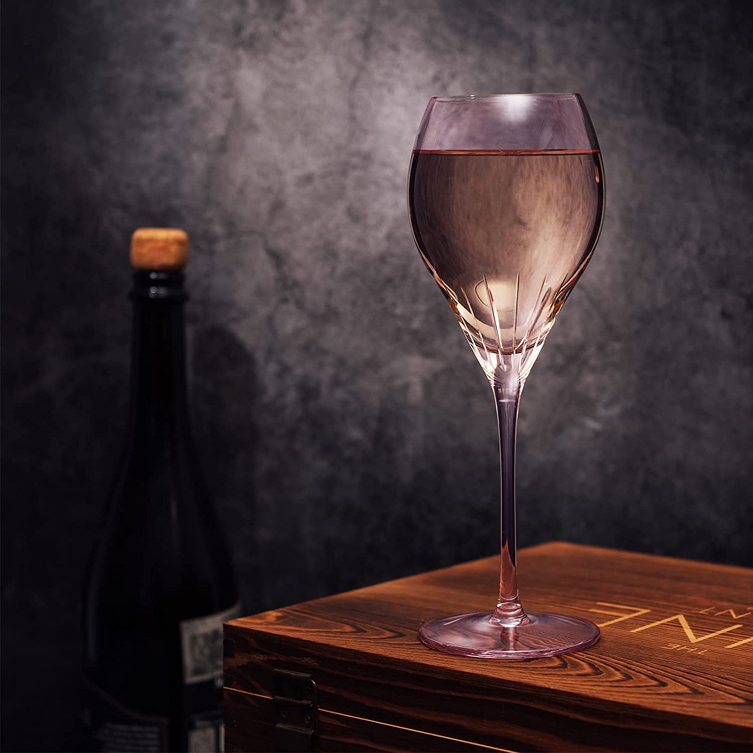Paris Collection Crystal Pink Balloon Wine Glasses Red White Wines 14 Oz Set Of 4 By