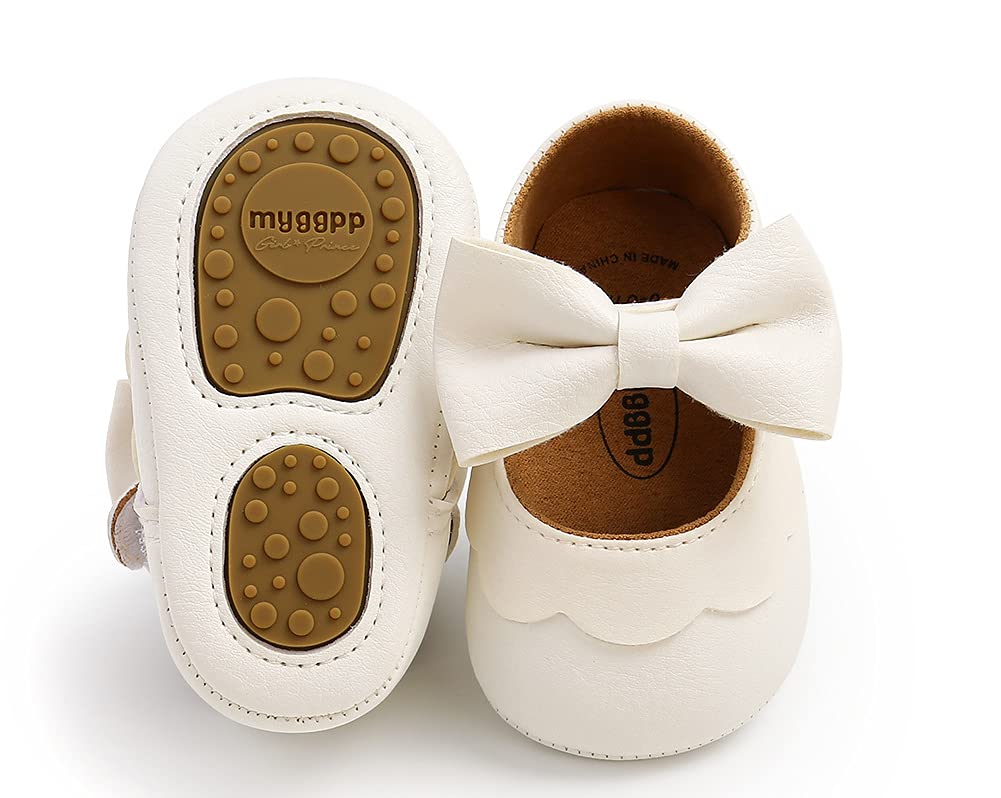 Styles I Love Infant Baby Girls Soft Leather Big Bow Mary Jane Shoes Anti-Slip Rubber Sole Crib Shoes