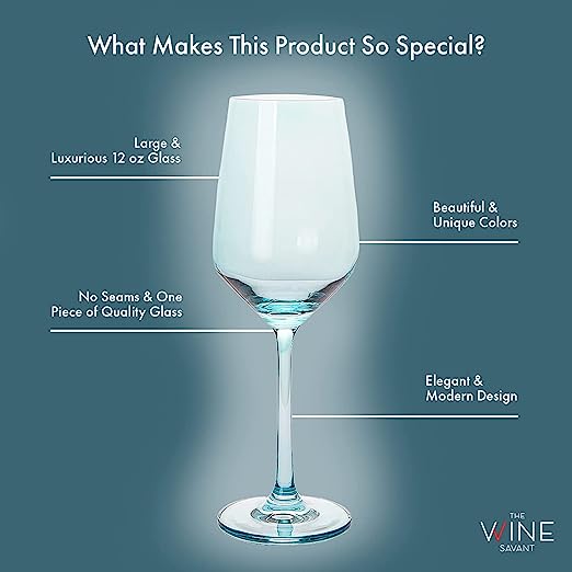 Colored Wine Glass Set 12 Oz Glasses Set Of 6 Unique Italian Style Tall Stemmed For White Red Wine W