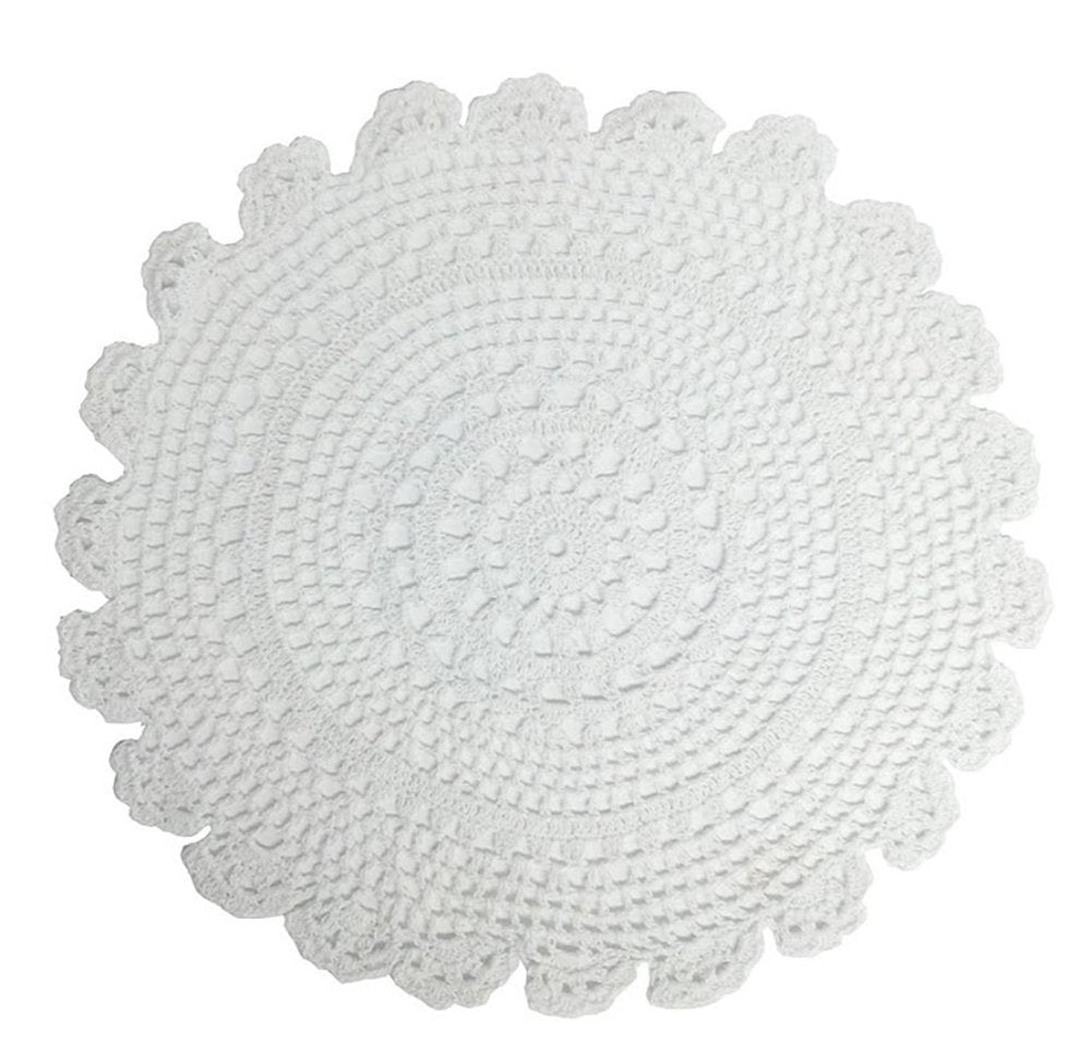 Fennco Styles Handmade Medallion Crochet Lace Round Cotton Placemat Doilies - 4 Pack