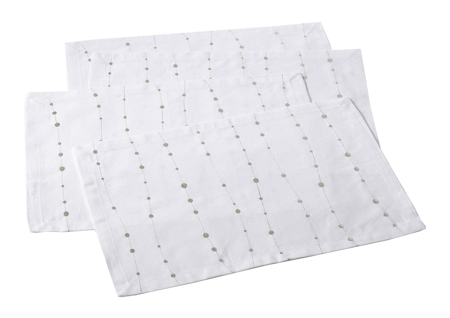 Fennco Styles Modern Silver Embroidery 100% Cotton Tablecloth - White Table Cover for Everyday Use, Dining Room Décor, Wedding, Special Events and Holiday