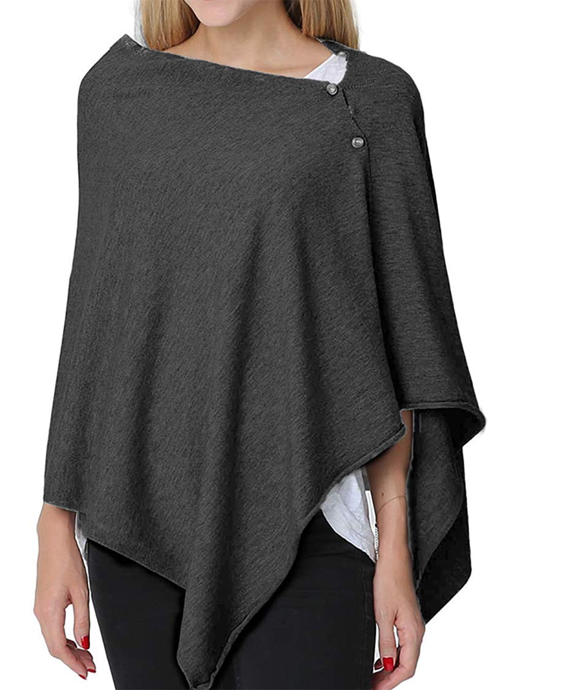 stylesilove Multi-Use Knit Nursing Shawl Poncho Adjustable Buttons for Breastfeeding Protection Nursing Cover Infinity Scarf