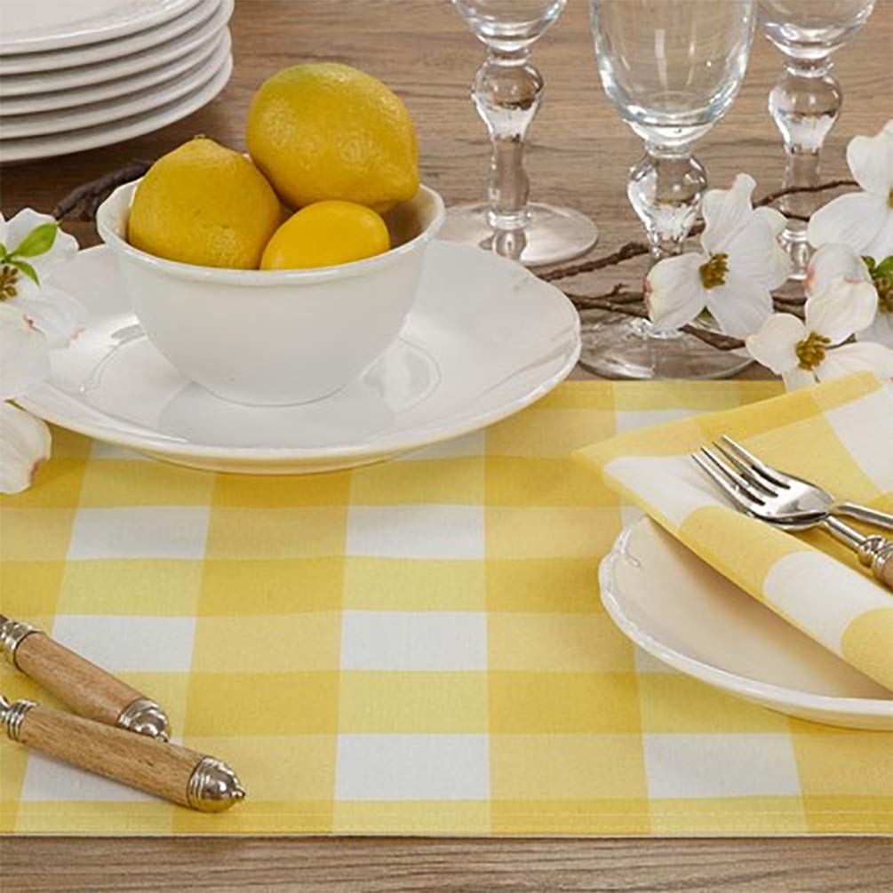 Fennco Styles Buffalo Plaid Collection Classic Checked Cotton Blend Table Linens