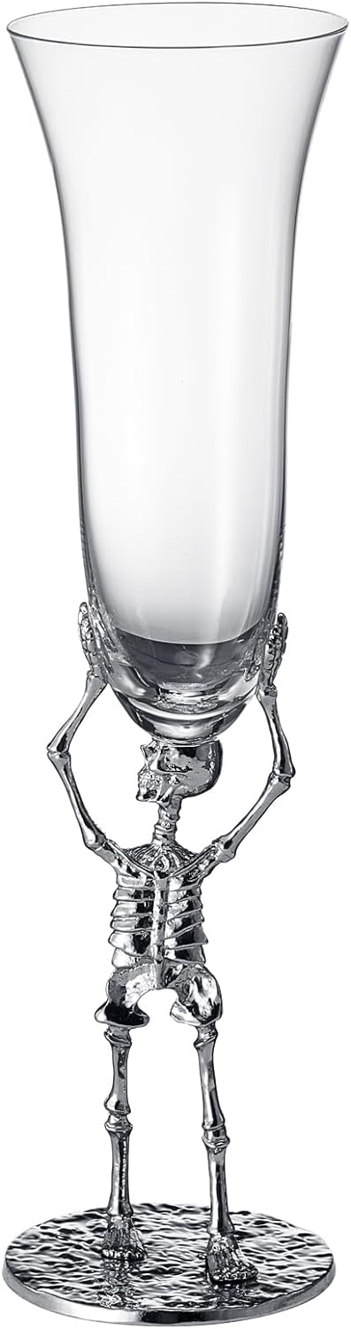 Skeleton Champagne Flute Glass Single 7 5OZ Halloween Skeleton Glasses 10 H Goth Gifts Skeleton Gift