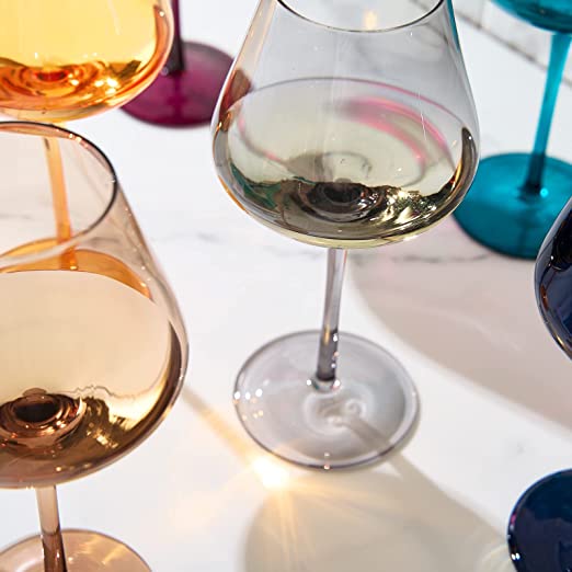 Jewel Colored Crystal Wine Glass Set Of 6 Gift For Mothers Her Wife Mom Friend Large 20 Oz Glasses U