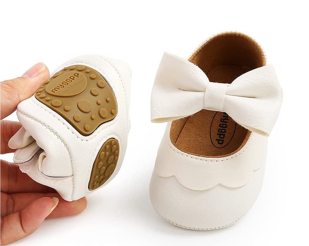 Styles I Love Infant Baby Girls Soft Leather Big Bow Mary Jane Shoes Anti-Slip Rubber Sole Crib Shoes