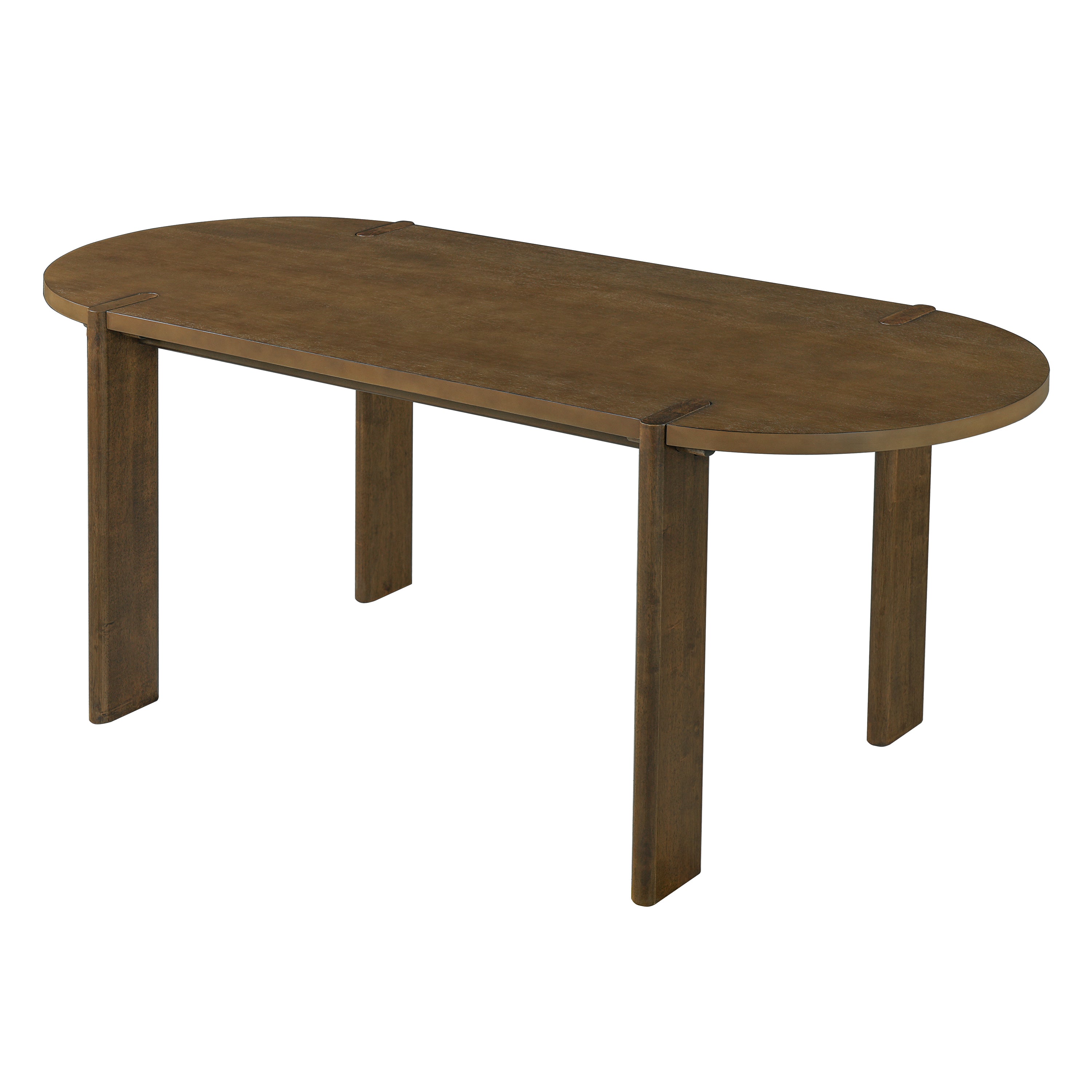 7 Pieces Modern Oval Dining Set, Rustic Farmhouse Solid Wood Kitchen Table Set for 6