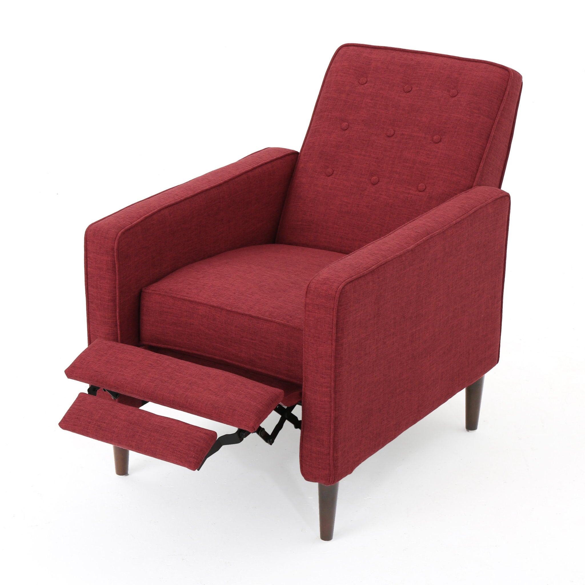 Mid-Century Modern Recliner With Button Tufted Waffle Stitch