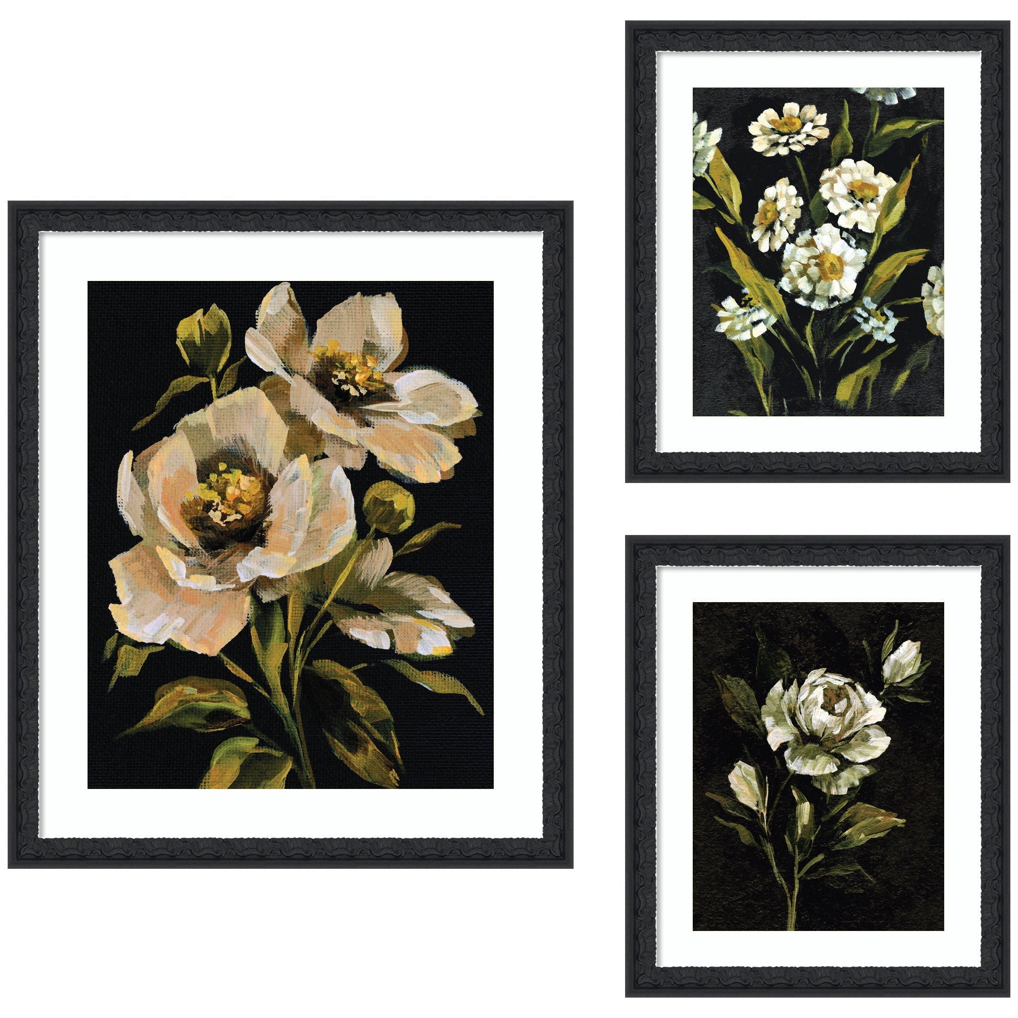 Moody Whites Floral No. 3 3 Piece Framed Wall Art Print Set by Annie Quigley