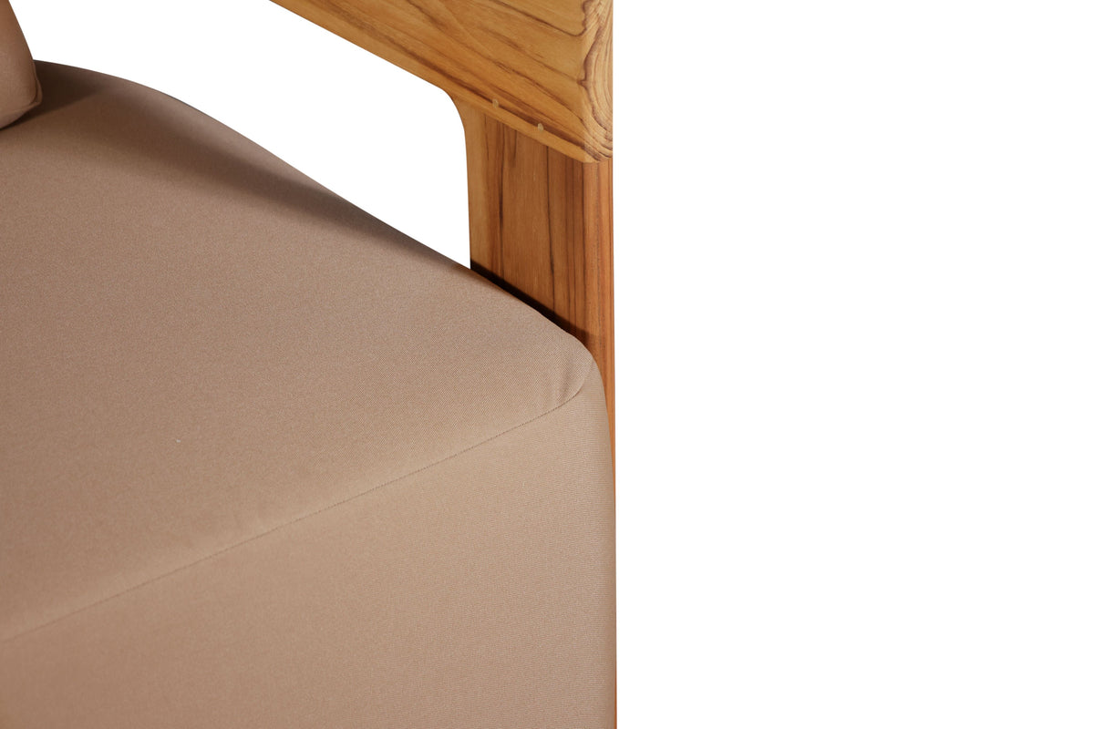Eclipse Outdoor Solid Teak Wood Love seat - Light Brown Fabric