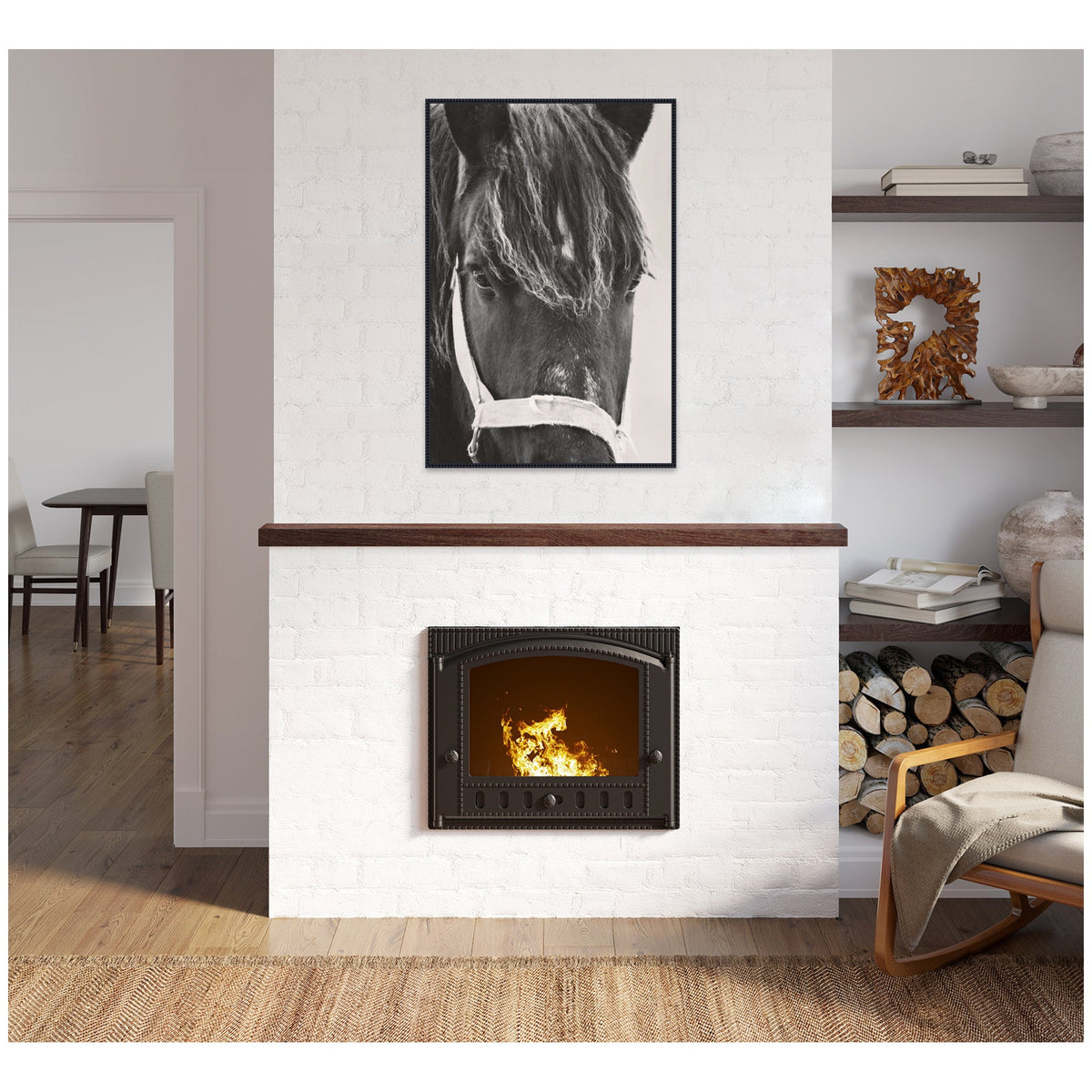 Black Horse by Emiko and Mark Franzen F2 Images Framed Canvas Wall Art Print