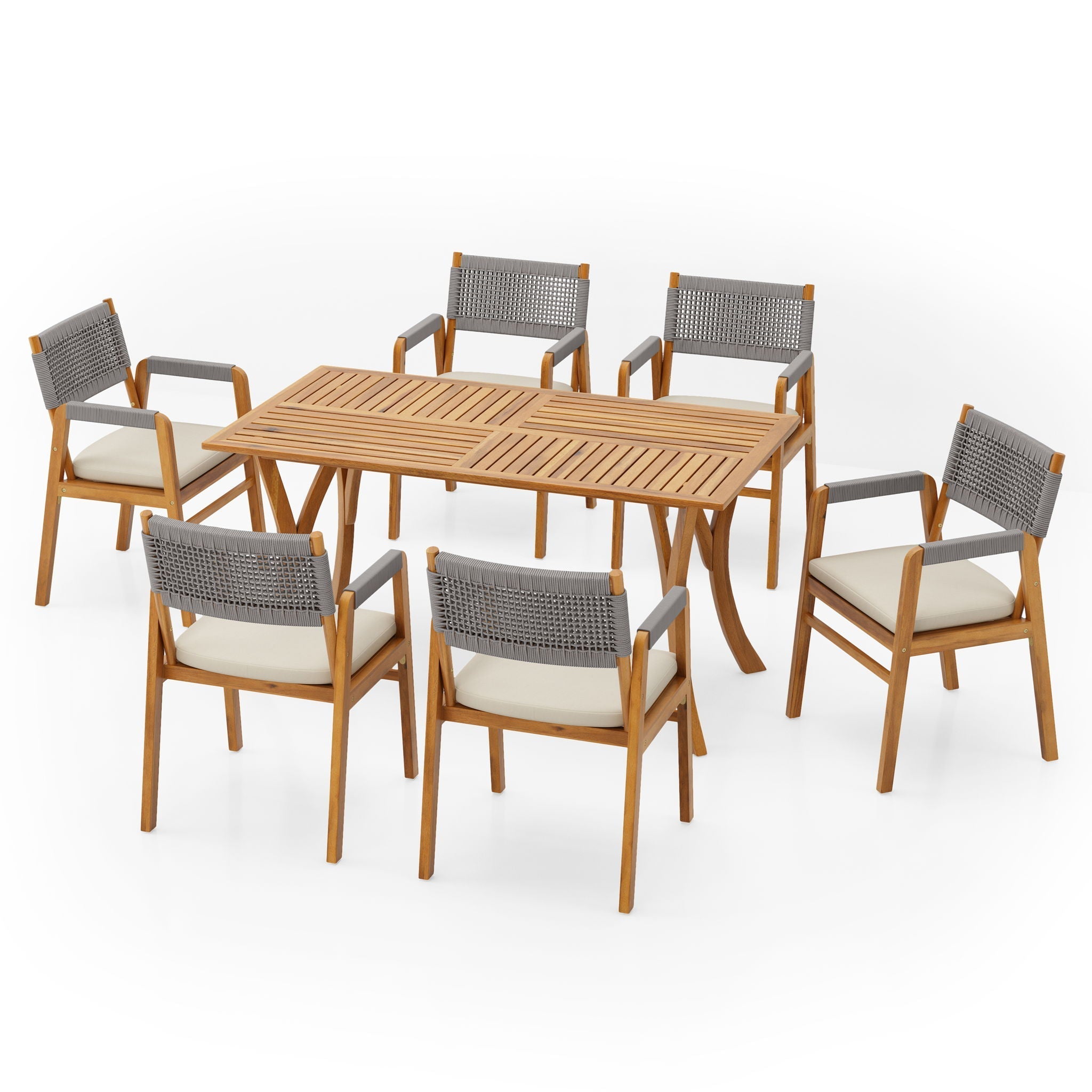 Outdoor Rustic Patio Acacia Bistro Set With Cushions