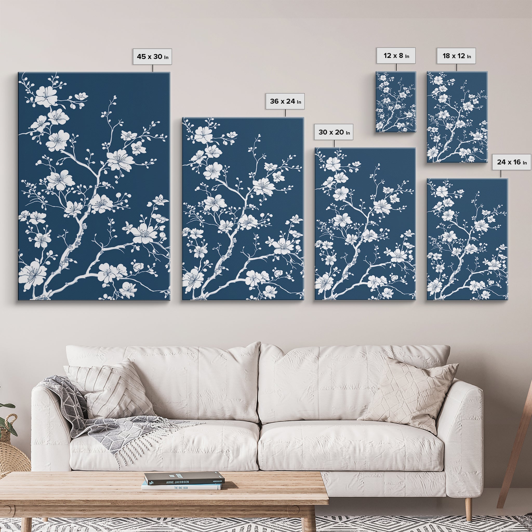 Forest Life Botanical Print - Framed Canvas Print - Chinoiserie Wall Art, Chinoiserie Painting, Blue Wall Art Ready To Hang