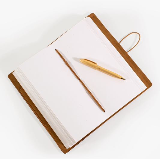 Suede Journal W/ Organic Cotton Paper Small: Cognac
