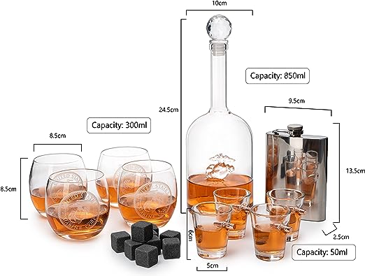 Marine Big Box Wall Decor Murphy With Decanter 4 Whiskey Glasses 4 Shot Glasses Marine Flask Marine