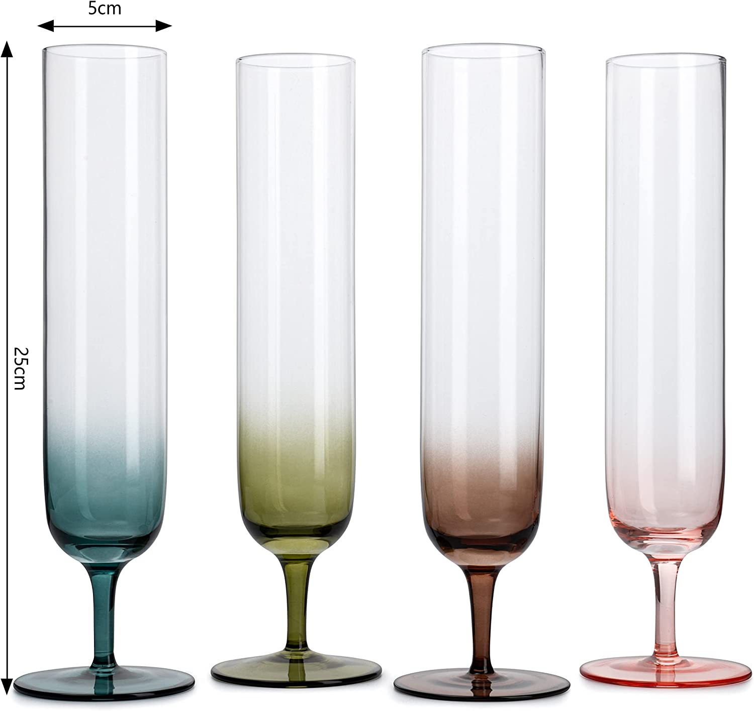 Tall Muted Colors Beautiful Champagne Flutes 10 Stemmed Set Of 4 10 5 Oz Elegant Gla