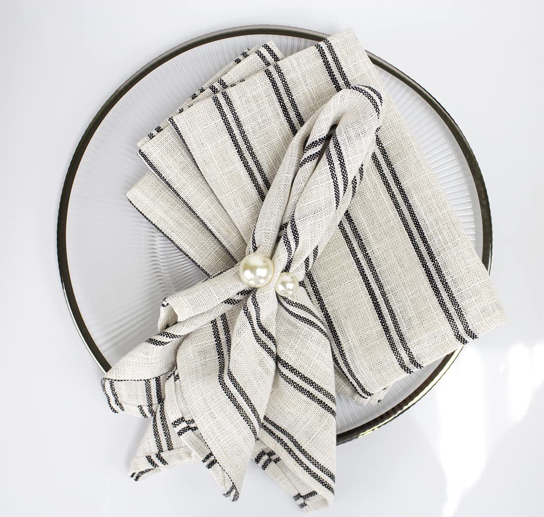Fennco Styles Modern Striped Linen Blend Table Runner 16" W x 54" L - Beige Woven Table Cover for Home Décor, Dining Table, Banquets, Family Gathering and Special Events