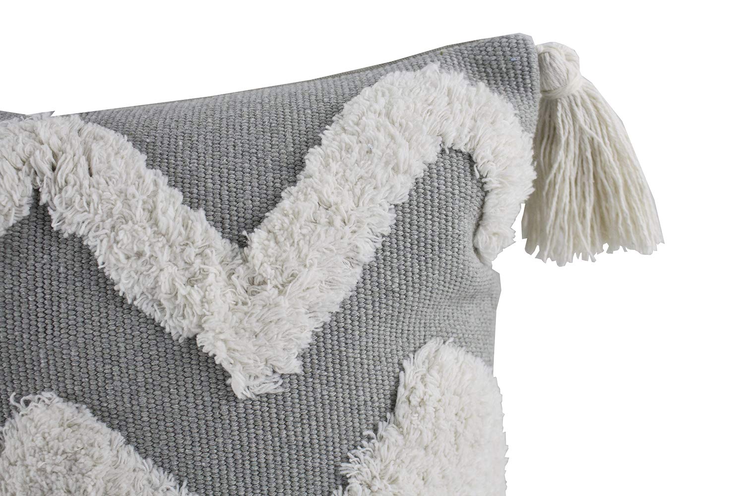 Fennco Styles Woven Applique Indoor Throw Pillow - Square 17 x 17 Inch Decorative Throw Pillow - Cozy Accent Pillow for Couch, Bedroom and Living Room Décor