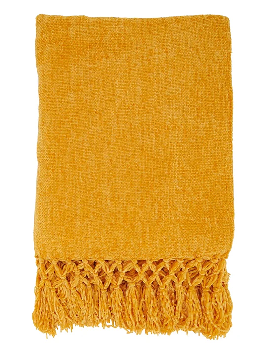 Fennco Styles Hand Knotted Chenille Throw 50" W x 60" L - Solid Throw Blanket for Couch, Living Room, Bedroom, Christmas, Holiday and Home Décor