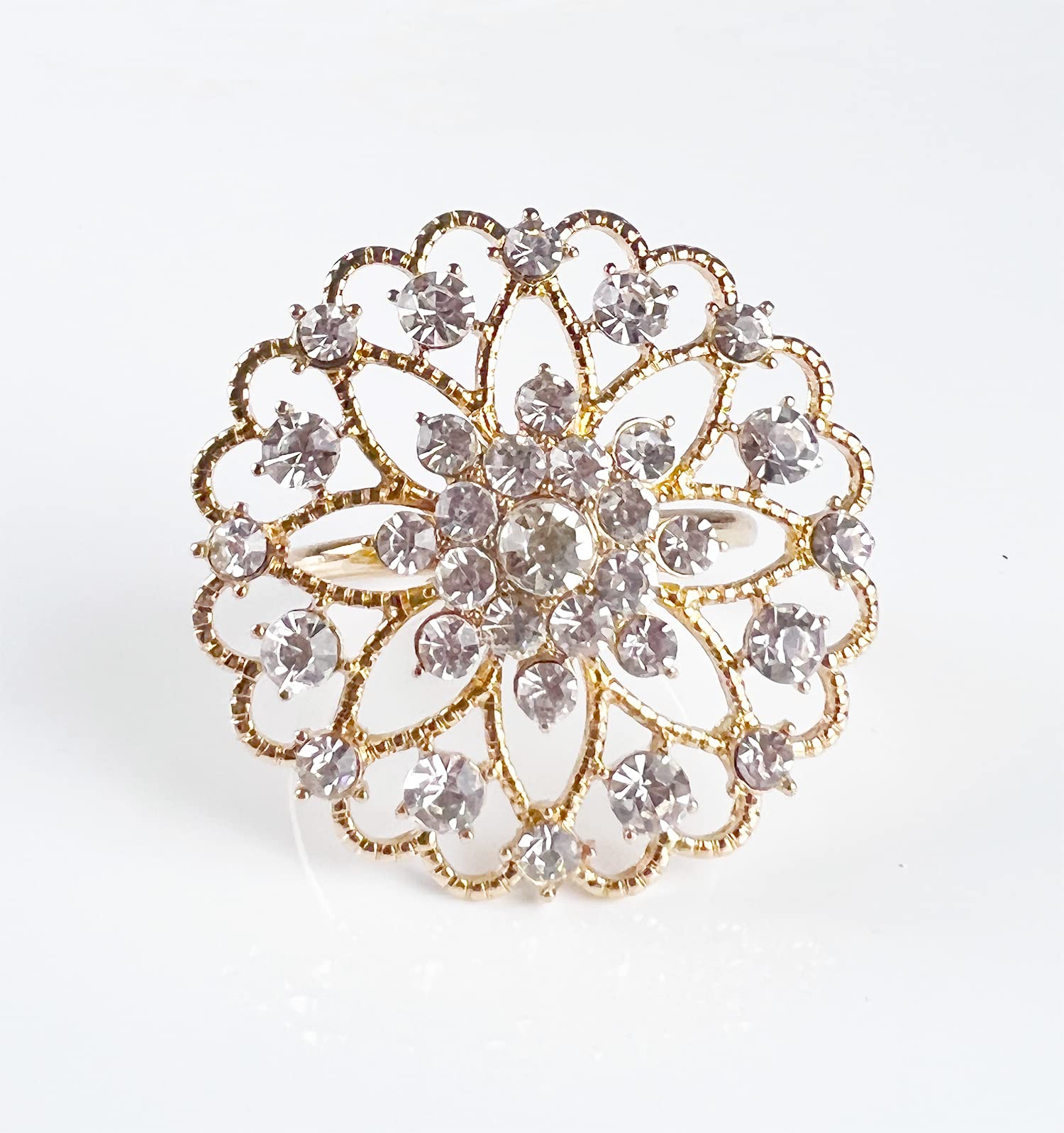 Fennco Styles Rhinestone Crystal Flower Napkin Rings Wedding Holiday Table Decoration - Set of 4