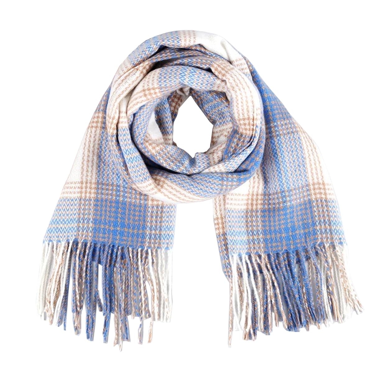 stylesilove Women Classic Plaid Fringe Cashmere Scarf Warm Ultra Soft Scarves Shawl Neck Wraps for All Season, 6 Colors