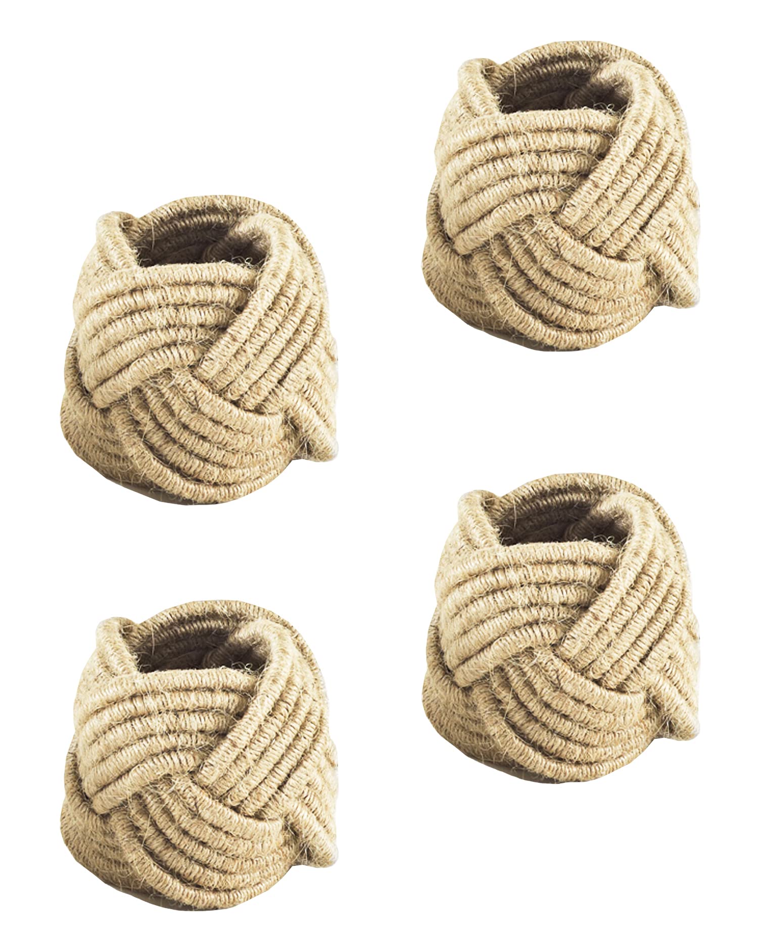 Fennco Styles Classic Braided Jute Napkin Rings, Set of 4 - Ivory Burlap Napkin Holders for Dining Table, Home, Banquets, Holidays, Family Gatherings and Special Events