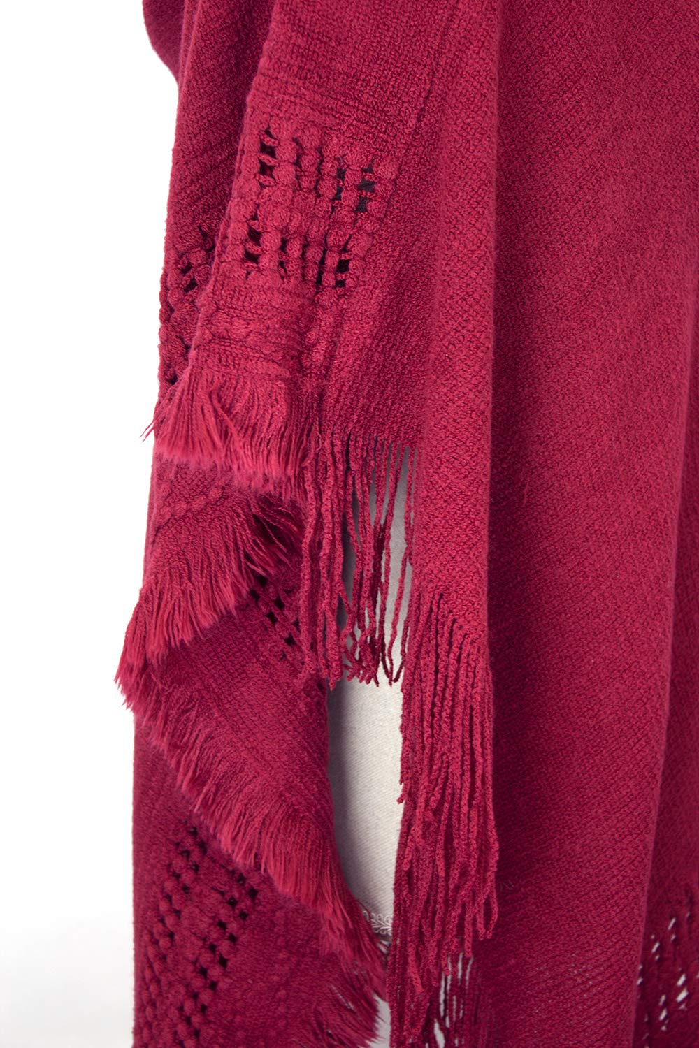 Styles I Love Women Fringed Lace Up Hooded Poncho Pullover Cardigan Soft Wrap for Winter Season
