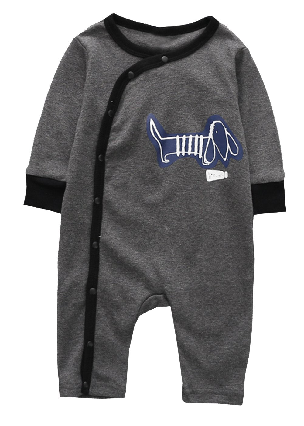 stylesilove Chic and Fun Animal Character Infant Baby Boy Long Sleeve Cotton Jumpsuit Outfit