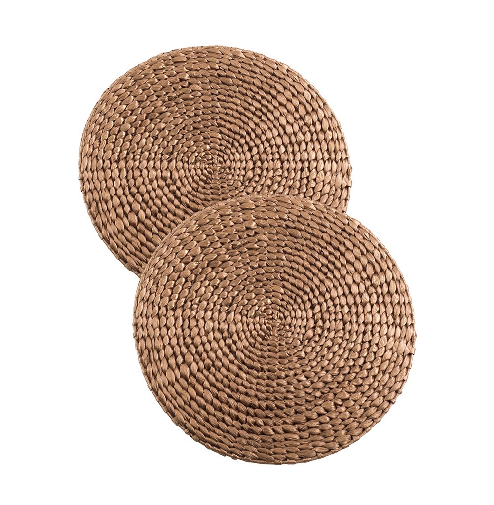 Fennco Styles Natural Water Hyacinth Decorative Hand Woven Rattan Placemat 15" Round