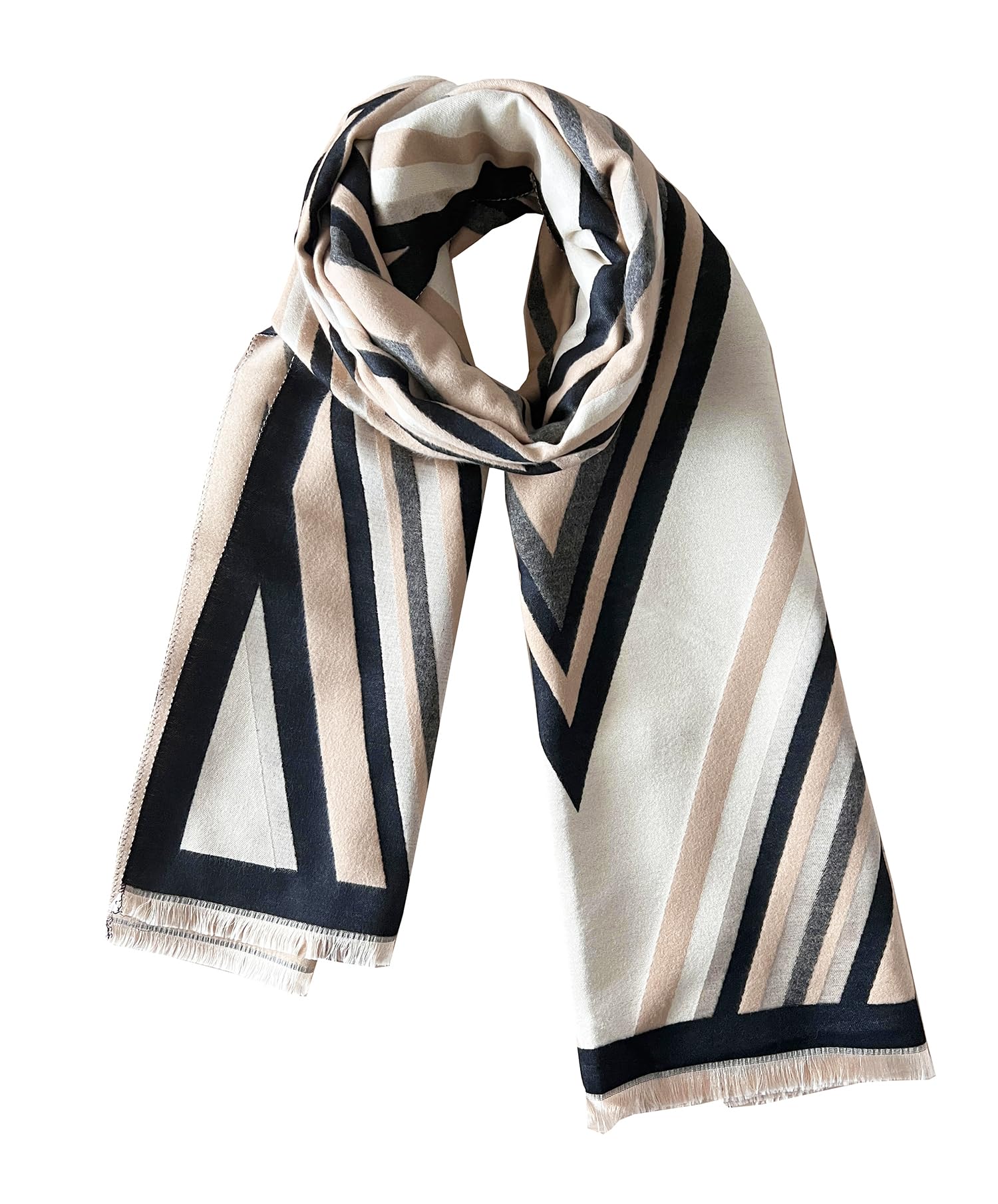 stylesilove Women Vivid Striped Cashmere Like Scarf Warm Ultra Soft Scarves Shawl Neck Wraps for All Season, 4 Colors