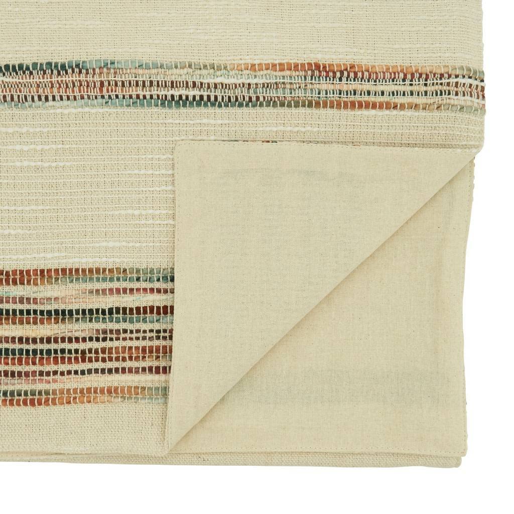 Fennco Styles Multicolored Stripe Design Cotton Table Runner 16" W x 72" L - Woven Textured Table Cover for Home Décor, Dining Table, Banquets, Family Gathering and Special Events