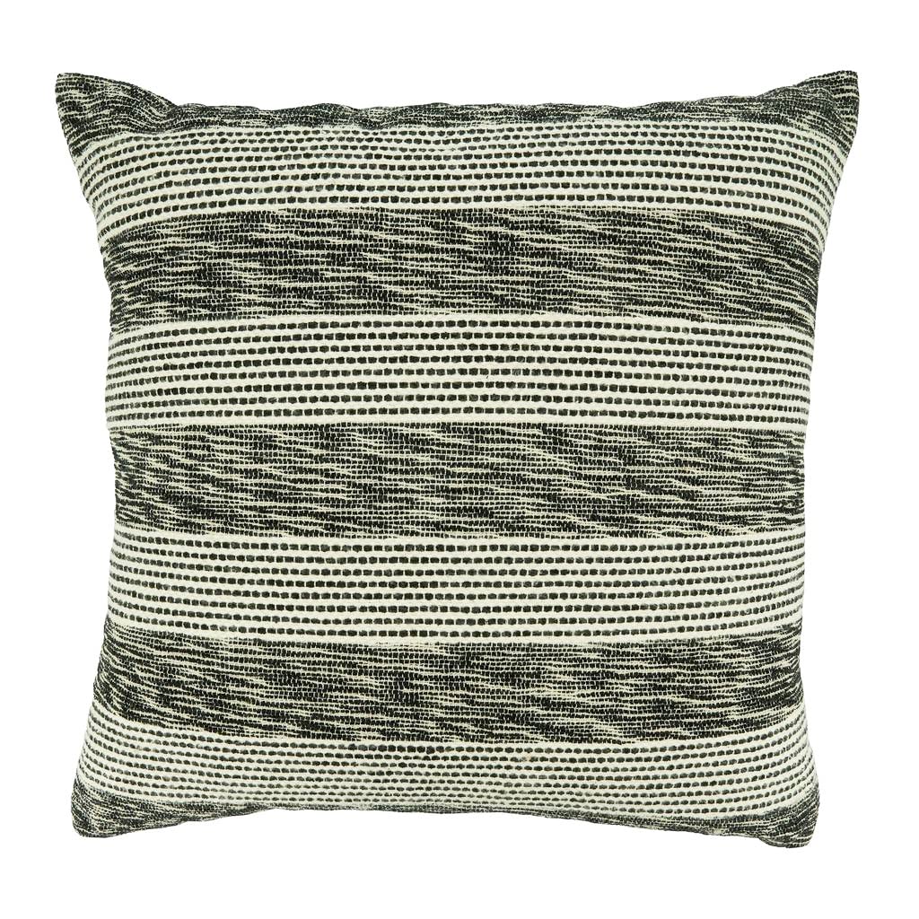 Fennco Styles Striped Design Cotton Decorative Throw Pillow 20" W x 20" L - Black & White Textured Cushion for Home, Couch, Bedroom, Living Room and Office Décor